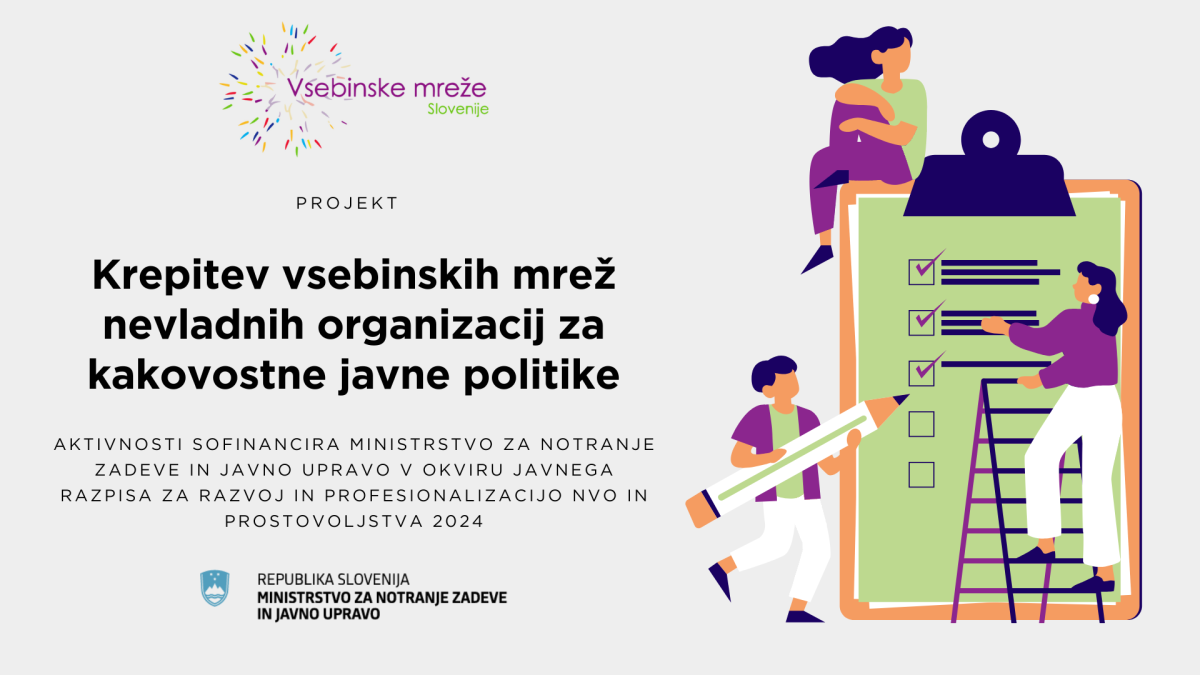 Spletna pasica projekta Krepitev vsebinskih mrež nevladnih organizacij za kakovostne javne politike